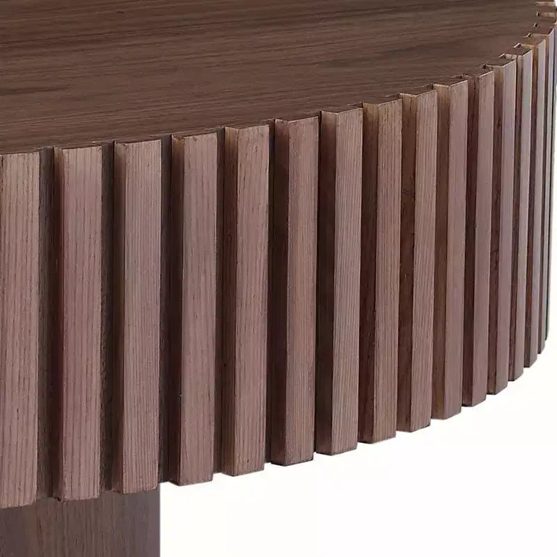 JVNOXK Table basse ronde 89,9 cm, petite table basse pour appartement, table basse moderne pour salon avec piédestal robuste, noyer