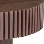 JVNOXK Table basse ronde 89,9 cm, petite table basse pour appartement, table basse moderne pour salon avec piédestal robuste, noyer