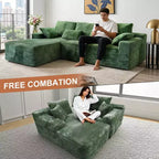 MooxvMoo Canapé d'angle sans accoudoirs en velours côtelé 107,5 avec méridienne et coussin, canapé sectionnel modulaire moelleux pour salon, vert