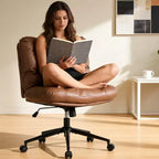 Chaise de bureau pivotante à 360°, sans accoudoirs, avec siège large à double coussin, réglable en hauteur pour bureau, chambre et salle d'étude