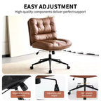 Chaise de bureau pivotante à 360°, sans accoudoirs, avec siège large à double coussin, réglable en hauteur pour bureau, chambre et salle d'étude