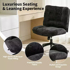 Chaise de bureau pivotante à 360°, sans accoudoirs, avec siège large à double coussin, réglable en hauteur pour bureau, chambre et salle d'étude