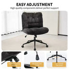 Chaise de bureau pivotante à 360°, sans accoudoirs, avec siège large à double coussin, réglable en hauteur pour bureau, chambre et salle d'étude
