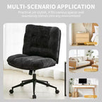 Chaise de bureau pivotante à 360°, sans accoudoirs, avec siège large à double coussin, réglable en hauteur pour bureau, chambre et salle d'étude