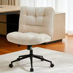 Chaise de bureau pivotante à 360°, sans accoudoirs, avec siège large à double coussin, réglable en hauteur pour bureau, chambre et salle d'étude