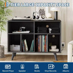 Meuble pour platine vinyle de 39,5 po avec station de recharge, meuble en bois d'ingénierie pouvant contenir plus de 350 albums vinyles, pour salon, chambre à coucher, bureau