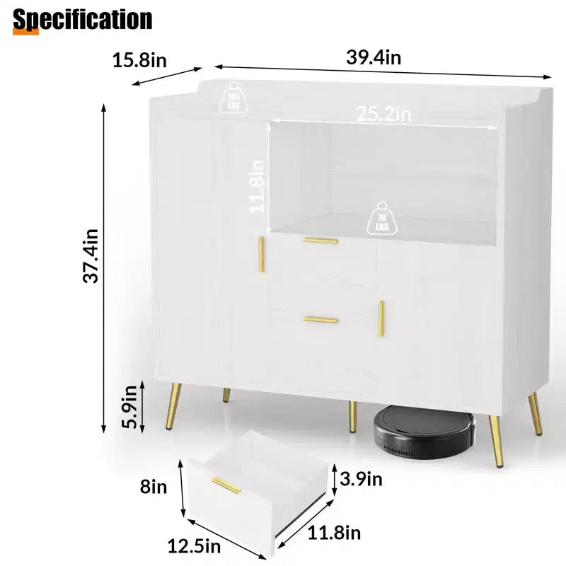 Ensemble de 2 Commodes de Buffet Modernes avec Tiroirs, Meuble de Rangement 40" avec Étagères et Portes pour Cuisine Salle à Manger