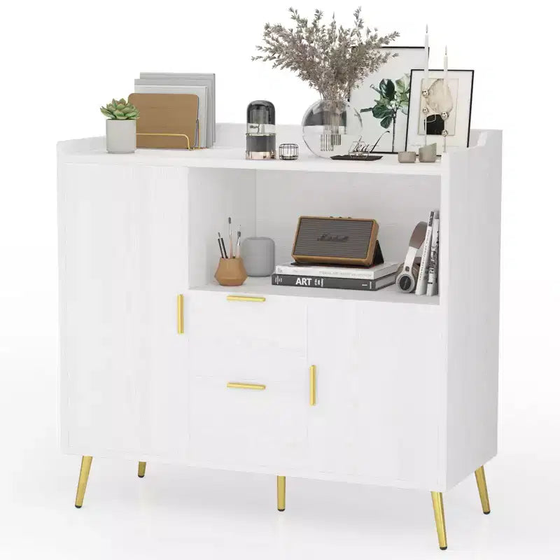 Ensemble de 2 Commodes de Buffet Modernes avec Tiroirs, Meuble de Rangement 40" avec Étagères et Portes pour Cuisine Salle à Manger