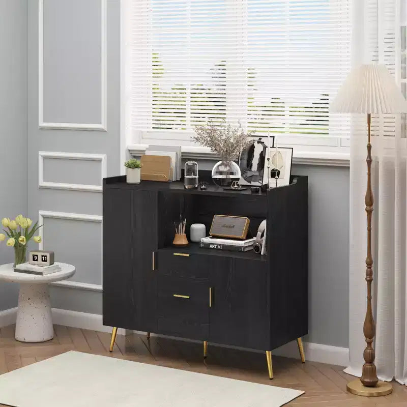 Ensemble de 2 Commodes de Buffet Modernes avec Tiroirs, Meuble de Rangement 40" avec Étagères et Portes pour Cuisine Salle à Manger