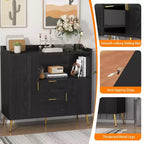 Ensemble de 2 Commodes de Buffet Modernes avec Tiroirs, Meuble de Rangement 40" avec Étagères et Portes pour Cuisine Salle à Manger