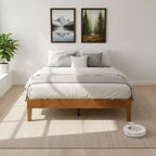 Cadre de lit plateforme en bois JIONJOY 12 pouces Queen, sommier en bois d'hévéa massif, support de matelas robuste, montage facile, bois naturel
