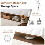 Cadre de lit plateforme en bois JIONJOY 12 pouces Queen, sommier en bois d'hévéa massif, support de matelas robuste, montage facile, bois naturel