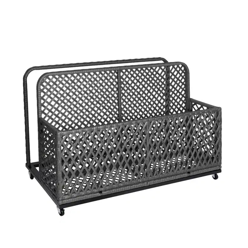 Rangement flottant pour piscine en osier avec roues, chariot roulant extérieur en rotin synthétique avec compartiment et panier pour piscine, jardin, terrasse