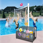 Rangement flottant pour piscine en osier avec roues, chariot roulant extérieur en rotin synthétique avec compartiment et panier pour piscine, jardin, terrasse