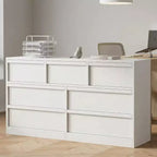 7-Drawer Cabinet, 54 inches Wide, Natural Oak Style, Large Capacity, Drawer Storage, Wide Cabinet, Wooden Storage Furniture, Suitable for Living Room