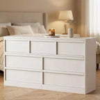 Commode 7 tiroirs, 137 cm de large, style chêne naturel, grande capacité, rangement tiroirs, armoire large, meuble de rangement en bois, convient au salon