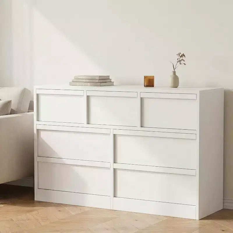 Commode 7 tiroirs, 137 cm de large, style chêne naturel, grande capacité, rangement tiroirs, armoire large, meuble de rangement en bois, convient au salon
