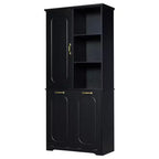 Armoire de rangement haute de salle de bain autoportante de 68 po avec 2 paniers à linge inclinables, étagères réglables, armoire à porte à fermeture en douceur - ModernLuxe