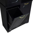 Armoire de rangement haute de salle de bain autoportante de 68 po avec 2 paniers à linge inclinables, étagères réglables, armoire à porte à fermeture en douceur - ModernLuxe