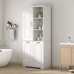 Armoire de rangement haute de salle de bain autoportante de 68 po avec 2 paniers à linge inclinables, étagères réglables, armoire à porte à fermeture en douceur - ModernLuxe