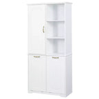 Armoire de rangement haute de salle de bain autoportante de 68 po avec 2 paniers à linge inclinables, étagères réglables, armoire à porte à fermeture en douceur - ModernLuxe