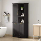 Armoire de rangement haute de salle de bain autoportante de 68 po avec 2 paniers à linge inclinables, étagères réglables, armoire à porte à fermeture en douceur - ModernLuxe