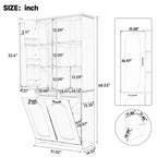 Armoire de rangement haute de salle de bain autoportante de 68 po avec 2 paniers à linge inclinables, étagères réglables, armoire à porte à fermeture en douceur - ModernLuxe