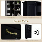 Armoire de rangement haute de salle de bain autoportante de 68 po avec 2 paniers à linge inclinables, étagères réglables, armoire à porte à fermeture en douceur - ModernLuxe