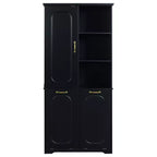 Armoire de rangement haute de salle de bain autoportante de 68 po avec 2 paniers à linge inclinables, étagères réglables, armoire à porte à fermeture en douceur - ModernLuxe