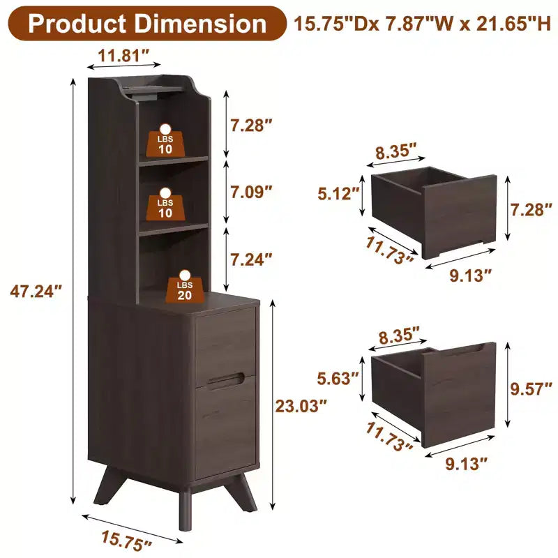 Table de chevet haute avec station de recharge, table d'appoint moderne pour chambre à coucher