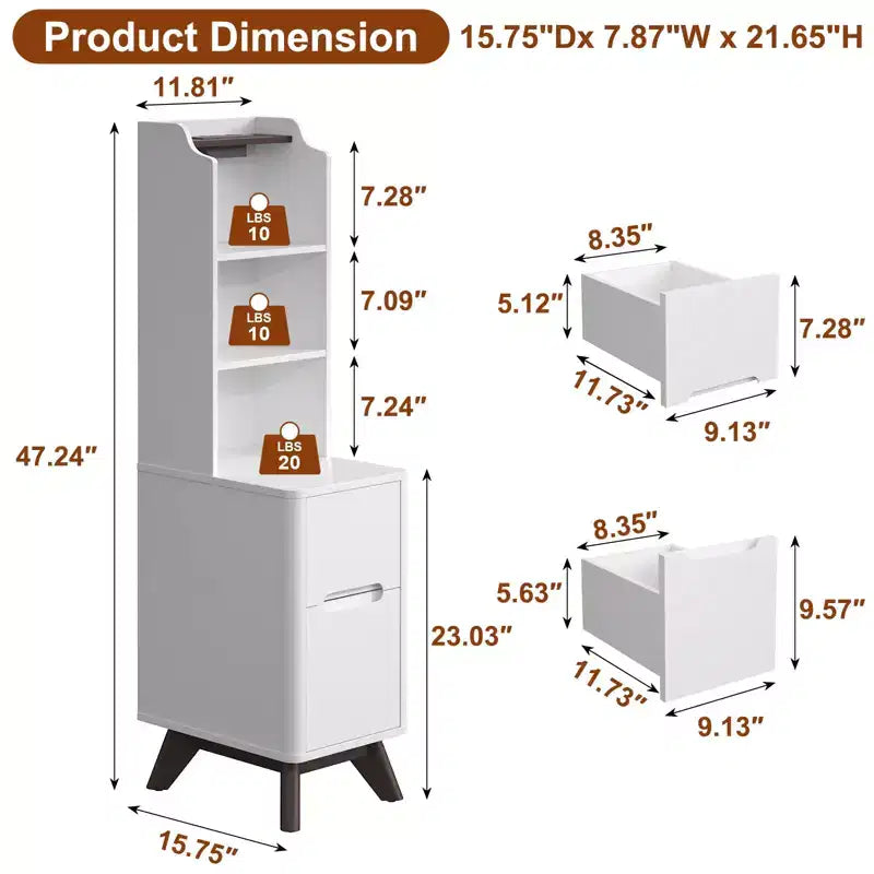 Table de chevet haute avec station de recharge, table d'appoint moderne pour chambre à coucher