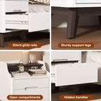 Table de chevet à 2 tiroirs avec station de charge, table de nuit de 53 cm avec étagères ouvertes pour chambre à coucher