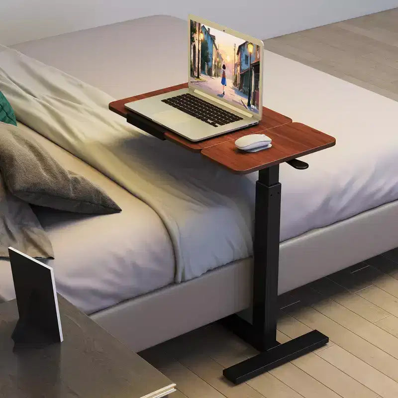 Table de télévision, bureau de lit, plateau rabattable, 4 roulettes, hauteur/angle réglable, table d'ordinateur portable roulante, portable pour la maison/le bureau/l'étude/l'hôpital