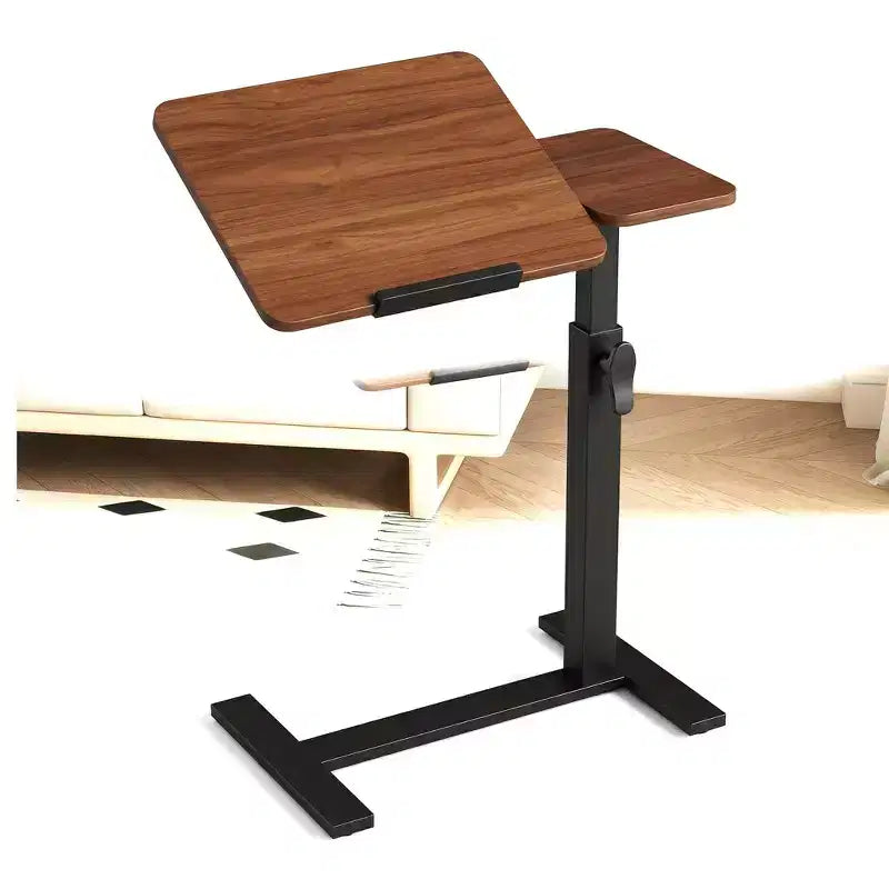 Table de télévision, bureau de lit, plateau rabattable, 4 roulettes, hauteur/angle réglable, table d'ordinateur portable roulante, portable pour la maison/le bureau/l'étude/l'hôpital