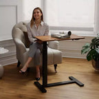 Table de télévision, bureau de lit, plateau rabattable, 4 roulettes, hauteur/angle réglable, table d'ordinateur portable roulante, portable pour la maison/le bureau/l'étude/l'hôpital