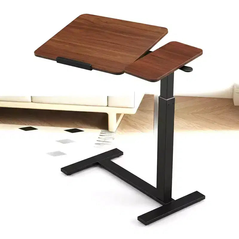 TV Dinner Tray Table, Overbed Desk, Flip Top, 4 Wheels, Ht/Angle Adj Rolling Laptop Table, Portable Home/Office/Study/Hospital