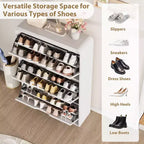 Meuble à chaussures en rotin avec 3 tiroirs basculants, meuble de rangement pour chaussures fin et étroit pour entrée avec étagères réglables