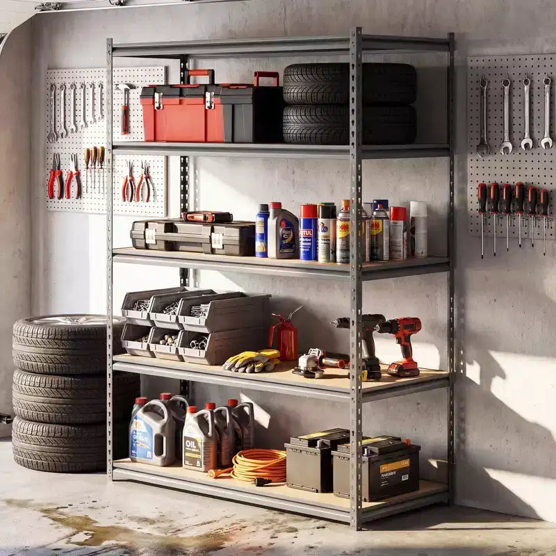 Gymax Lot de 4 étagères de garage à 5 niveaux, capacité de 1000 kg, étagères de rangement métalliques robustes