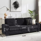 Canapé en velours côtelé Everly 84 de GDFStudio avec porte-gobelets intégrés