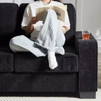 Canapé en velours côtelé Everly 84 de GDFStudio avec porte-gobelets intégrés