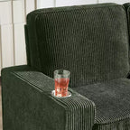 Canapé en velours côtelé Everly 84 de GDFStudio avec porte-gobelets intégrés