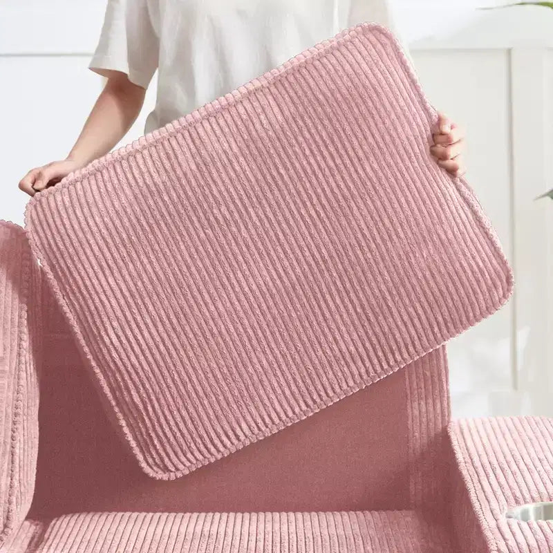 Canapé en velours côtelé Everly 84 de GDFStudio avec porte-gobelets intégrés