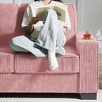 Canapé en velours côtelé Everly 84 de GDFStudio avec porte-gobelets intégrés