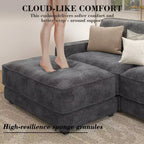 Dyonery 120 - Canapé modulaire sectionnel, Canapé sectionnel Cloud avec assise profonde, Canapé modulaire en L moderne avec méridienne.