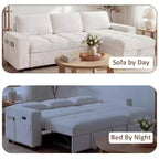 Canapé-lit Dyonery, canapé-lit escamotable en forme de L de 81 po avec méridienne de rangement réversible/port USB/poche latérale/assemblage sans outils, velours côtelé beige