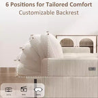 Canapé-lit Dyonery, canapé-lit escamotable en forme de L de 81 po avec méridienne de rangement réversible/port USB/poche latérale/assemblage sans outils, velours côtelé beige