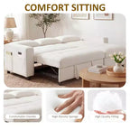 Canapé-lit Dyonery, canapé-lit escamotable en forme de L de 81 po avec méridienne de rangement réversible/port USB/poche latérale/assemblage sans outils, velours côtelé beige
