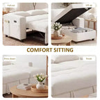 Canapé-lit Dyonery, canapé-lit escamotable en forme de L de 81 po avec méridienne de rangement réversible/port USB/poche latérale/assemblage sans outils, velours côtelé beige