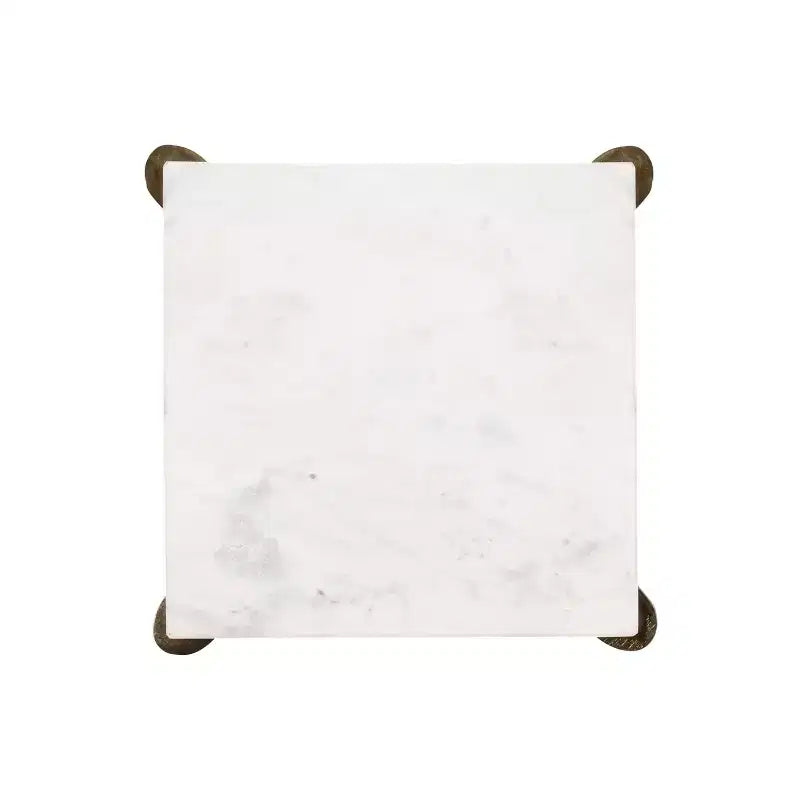 Table d'appoint en marbre et métal Kate et Laurel LeMaire, blanc et or, 12x12x24