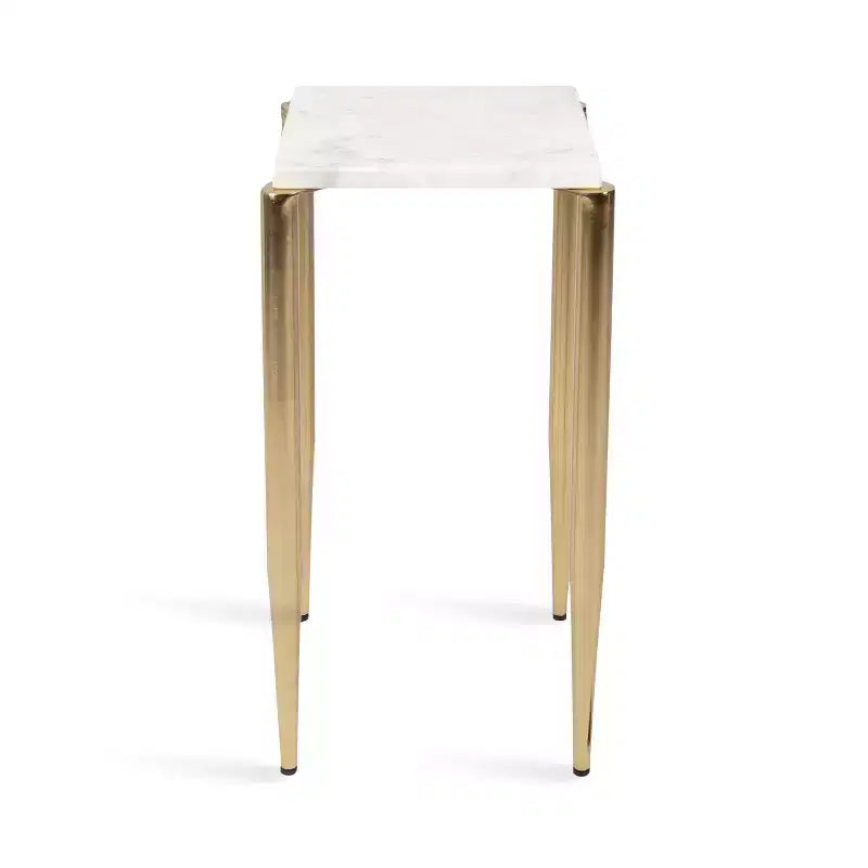 Table d'appoint en marbre et métal Kate et Laurel LeMaire, blanc et or, 12x12x24